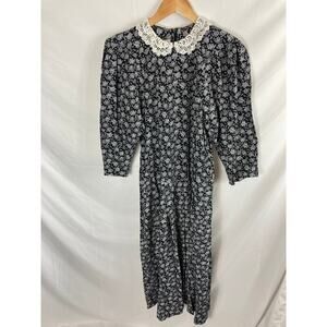 Paquette Too Floral Print Black and White Vintage Dress Size 12